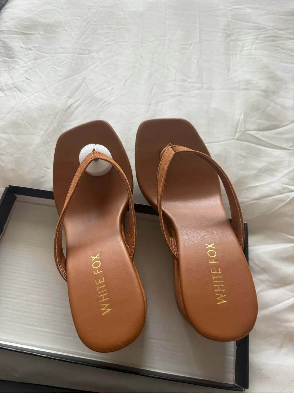 White Wedge Thong Sandals